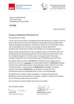 Gemeinsamer Brief an die BVG - SPD Charlottenburg