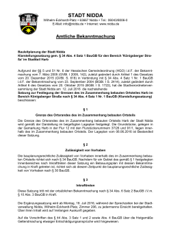 Bauleitplanung der Stadt Nidda für den Bereich `Königsberger Straße`