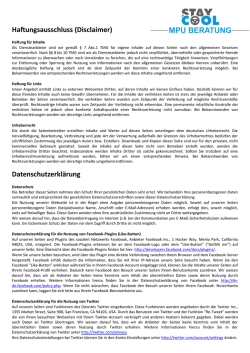 Datenschutzerklärung - stay cool mpu beratung und vorbereitung