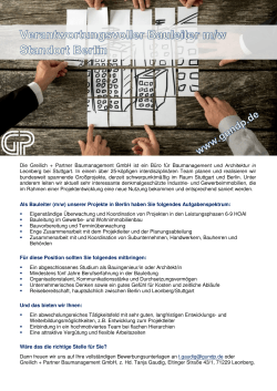Eine/n Bauleiter/in (Berlin) - Greilich + Partner Baumanagement GmbH