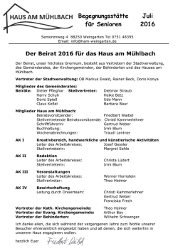 Juli 2016 Begegnungsst&auml;tte f&uuml;r Senioren