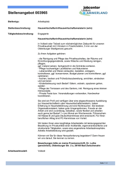 Hauswirtschafterin/Hauswirtschaftsmeisterin (w/m)