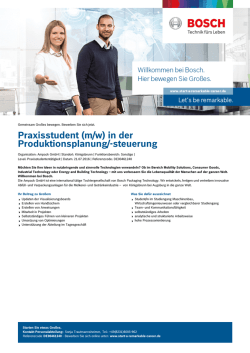 Praxisstudent (m/w) in der Produktionsplanung/-steuerung