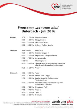 Programm „zentrum plus“ im November 2014