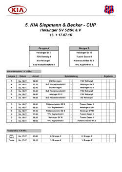 Spielplan KIA Cup 2016 - Heisinger SV 52/96 eV