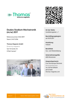 Duales Studium Mechatronik (m/w) 2017