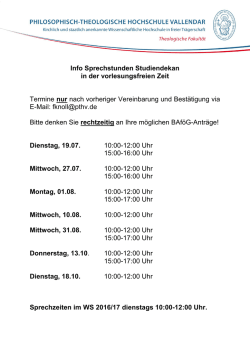 Info Sprechstunden Studiendekan in der vorlesungsfreien Zeit