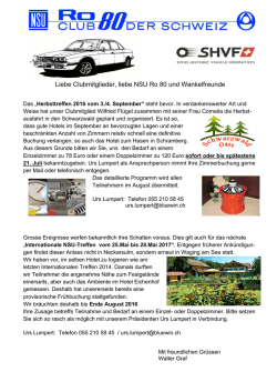 Liebe Clubmitglieder, liebe NSU Ro 80 und Wankelfreunde