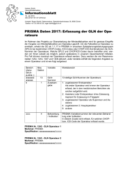 PRISMA Daten 2017: Erfassung der GLN der