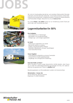 Lagermitarbeiter/in 50% - Winterhalter Fenner AG