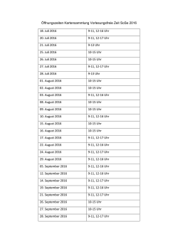 Öffnungszeiten Kartensammlung Vorlesungsfreie Zeit SoSe 2016