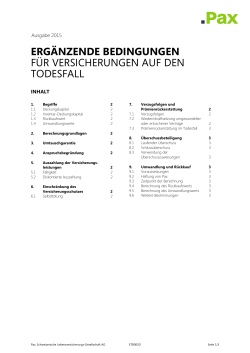 ergänzende bedingungen für versicherungen auf den todesfall