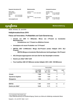 Halbjahresabschluss 2016 Fokus auf Innovation