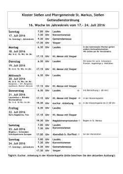 Gottesdienstplan