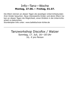 Info&mdash;Tanz&mdash;Woche Tanzworkshop Discofox / Walzer