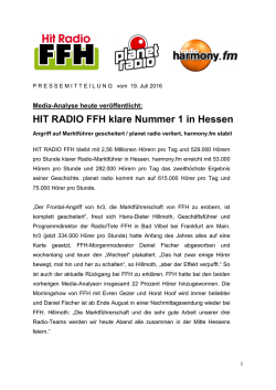 HIT RADIO FFH klare Nummer 1 in Hessen