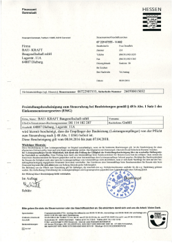 Freistellungsbescheinigung - Bau