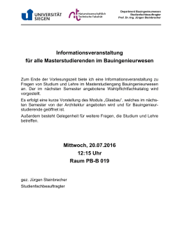 Informationsveranstaltung f&uuml;r alle Masterstudierenden im