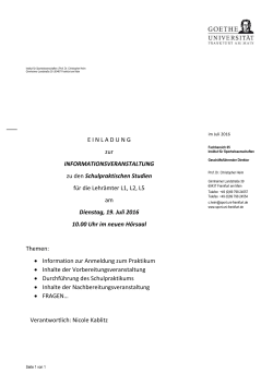 E I N L A D U N G zur INFORMATIONSVERANSTALTUNG zu den