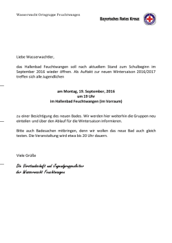 Info f&uuml;r die kommende Hallenbadsaison