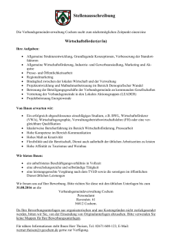 Stellenausschreibung - Verbandsgemeinde Cochem