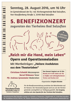 5. benefizkonzert - Tierheim Bad Salzuflen
