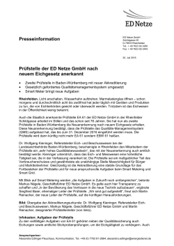 Presseinformation Prüfstelle der ED Netze GmbH nach neuem