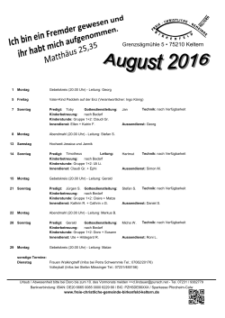 August 2016 - Freie Christliche Gemeinde Birkenfeld Keltern