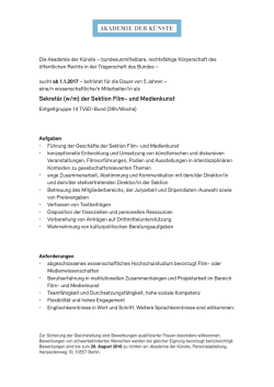 Sekretär (w/m) der Sektion Film- und Medienkunst