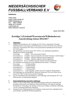 Spielausschreibung Kreisliga 2 2016-2017