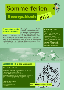Freizeiten - Evangelische Kirchengemeinde Hilden