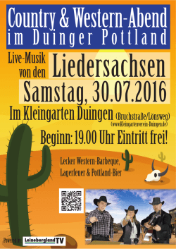 Im Kleingarten Duingen (Bruchstra&szlig;e/L&ouml;nsweg) Beginn: 19.00 Uhr