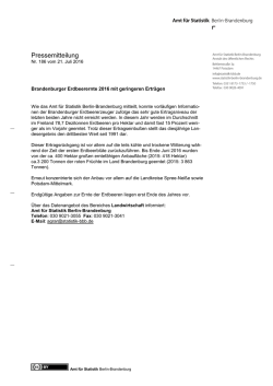 Brandenburger Erdbeerernte 2016 mit geringeren Erträgen