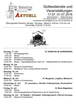 Gottesdienstordnung ab 17.07.2016 zum