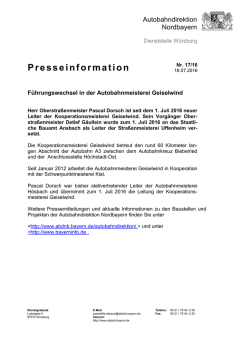 Führungswechsel in der Autobahnmeisterei Geiselwind
