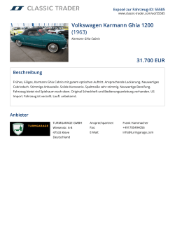 Volkswagen Karmann Ghia 1200 (1963) 31.700 EUR