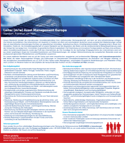 Leiter (m/w) Asset Management Europa - IZ-Jobs