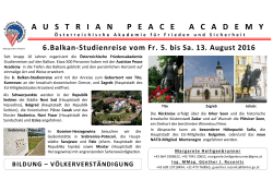 6. Balkan-Studienreise der AUSTRIAN PEACE