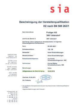Herstellerqualifikation H2 Frutiger