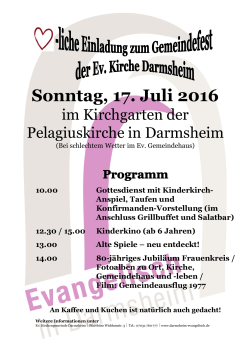 Plakat Gemeindefest am 17.7.2016