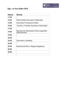Ego.- on tour-Daten 2016 Datum Schule