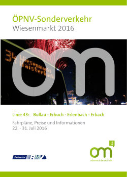 Erbacher Wiesenmarkt 2016: Sonderfahrplan Buslinie 43