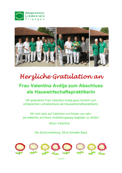 Herzliche Gratulation an
