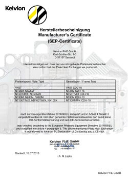 Herstellerbescheinigung Manufacturer`s Certificate (SEP
