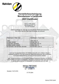 Herstellerbescheinigung Manufacturer`s Certificate (SEP