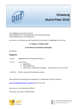Einladung Alumni-Feier 2016 - Fakultät Informatik