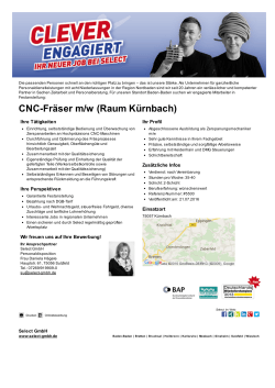 CNCFräser m/w (Raum Kürnbach)