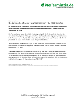 Die Bayerische ist neuer Hauptsponsor von TSV