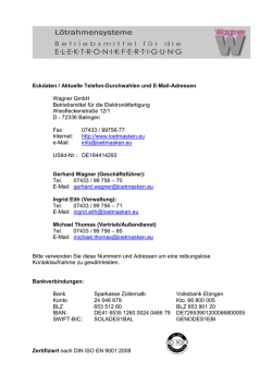 Eckdaten / Aktuelle Telefon-Durchwahlen und E-Mail