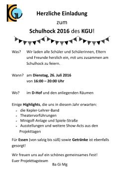 Herzliche Einladung zum Schulhock 2016 des KGU!